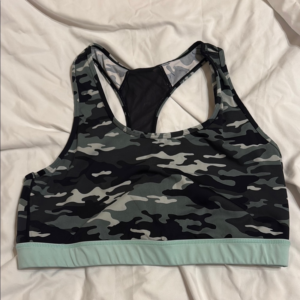 LuLaRoe Gray and Green Sports Bra Racerback Design